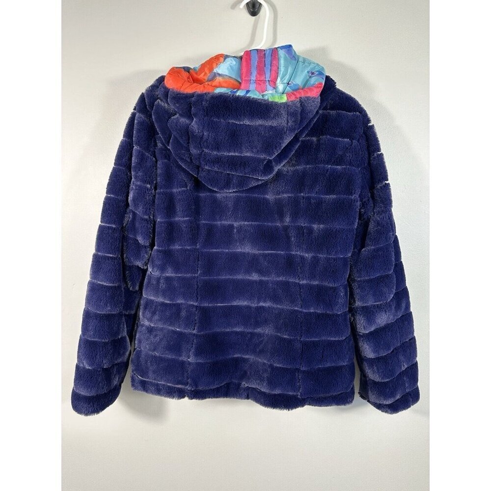 Claire Desjardins‎ Jacket Womens XS Reversible Faux Fur Wearable Art Watercolor - Picture 4 of 15